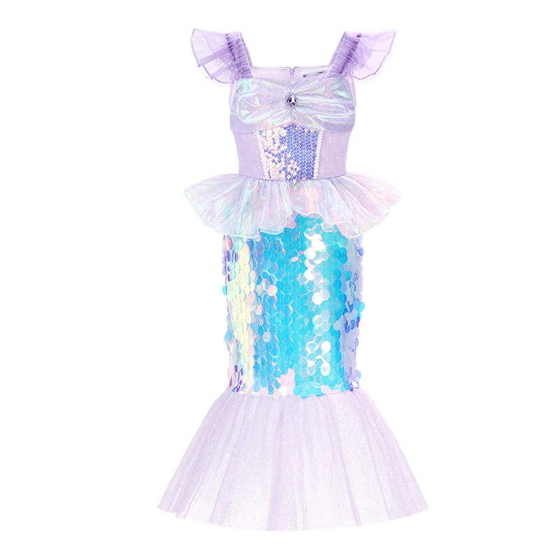 2-10T Summer Mermaid Ariel Charm Princess Dress Cosplay Costumes For Kids Girl Mermaid Birthday Party Dress Halloween Clothing