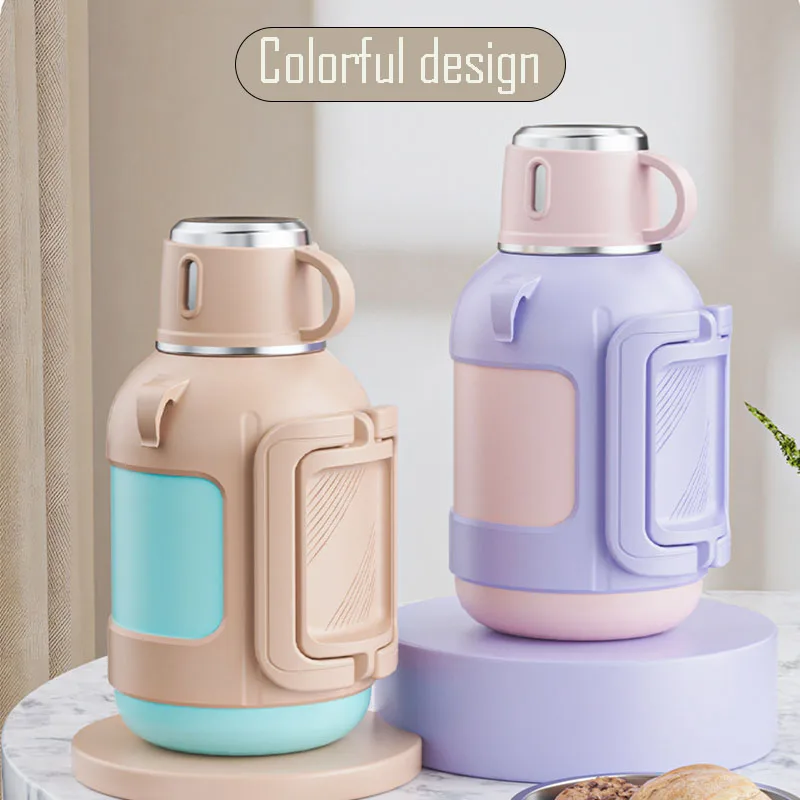 1.2/1.6/2L Large Capacity Thermos Cup With Carrier Tea Bin,Stainless Steel Vacuum Flasks,Travel Drinkware,Teapot,Water Bottle