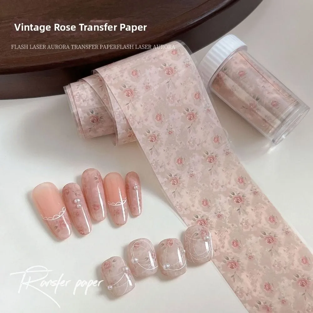 100cm Length Vintage Rose Transfer Paper Ultra-thin DIY Flower Nail Foils Nail Art Supplies Flower Print Nail Stickers