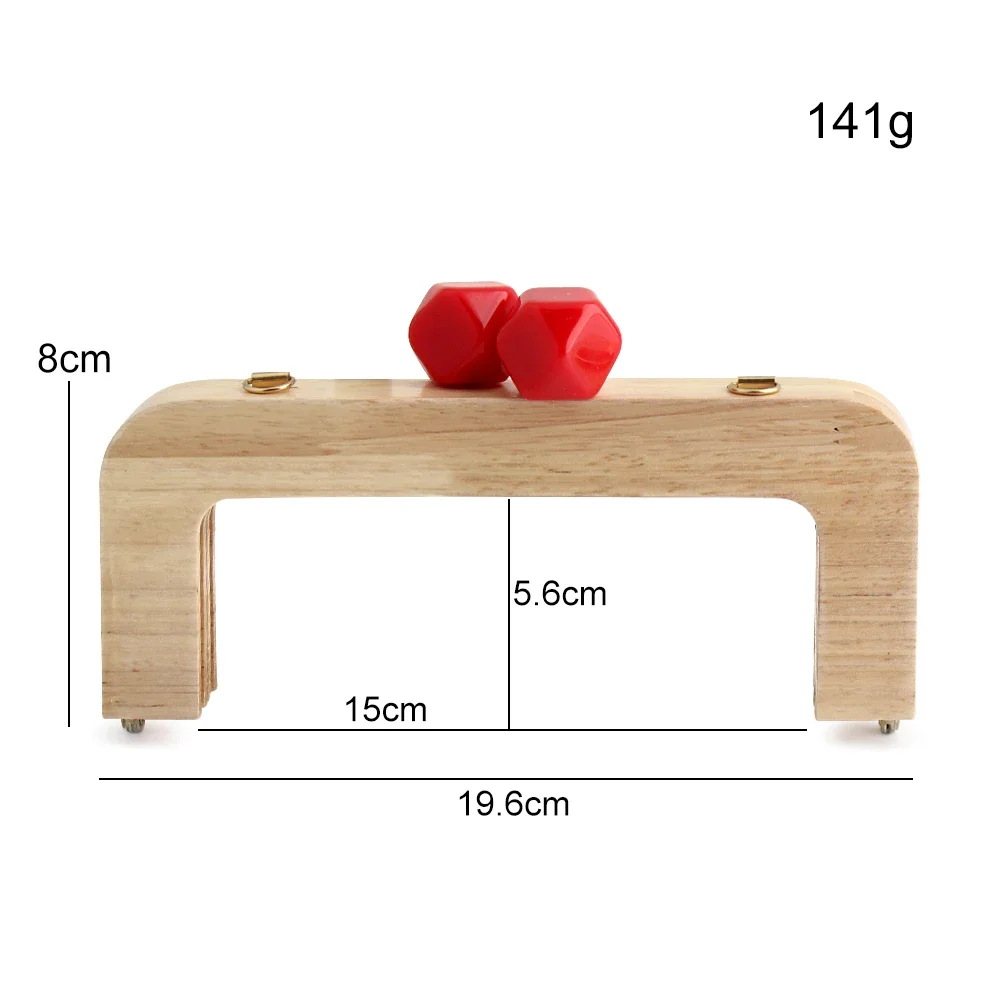 3/6/15PCS 19.6x11cm Macaron Candy Color Natural Wood Handle Frame For Brackets Bags Handbag Kiss Clasp Resin Head Accessories