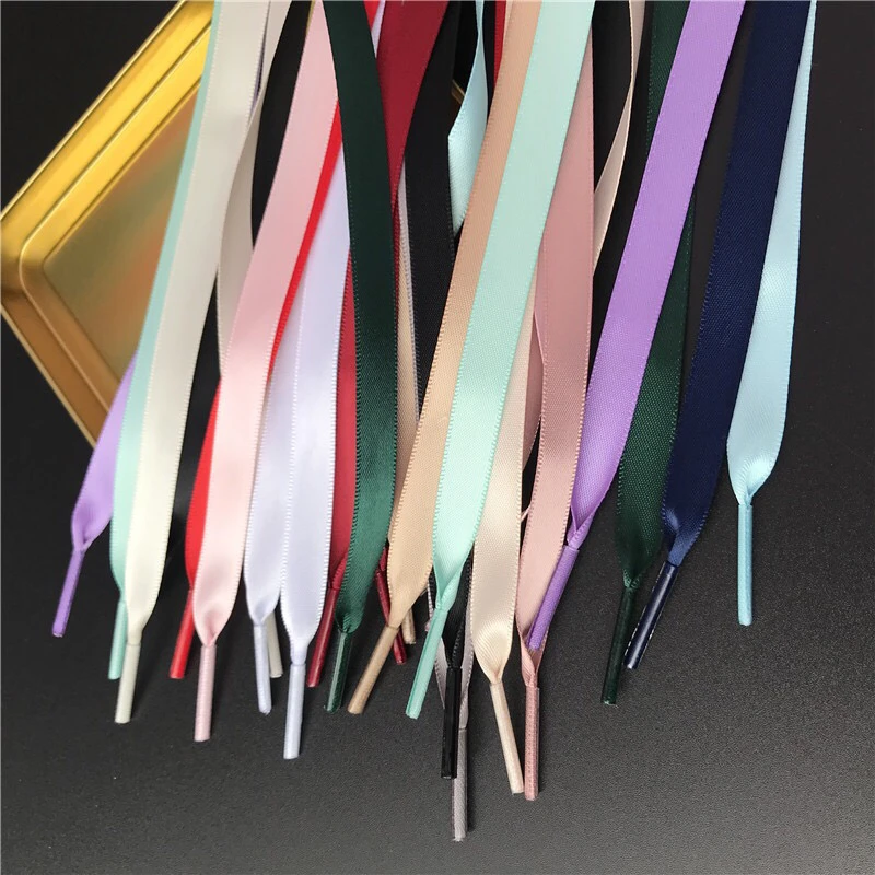 1Pair 1CM Width Satin Shoe laces Silk Ribbon Flat Shoelaces Sneakers Shoelace 15 Colors Length 80CM 100CM 120CM 150CM S2