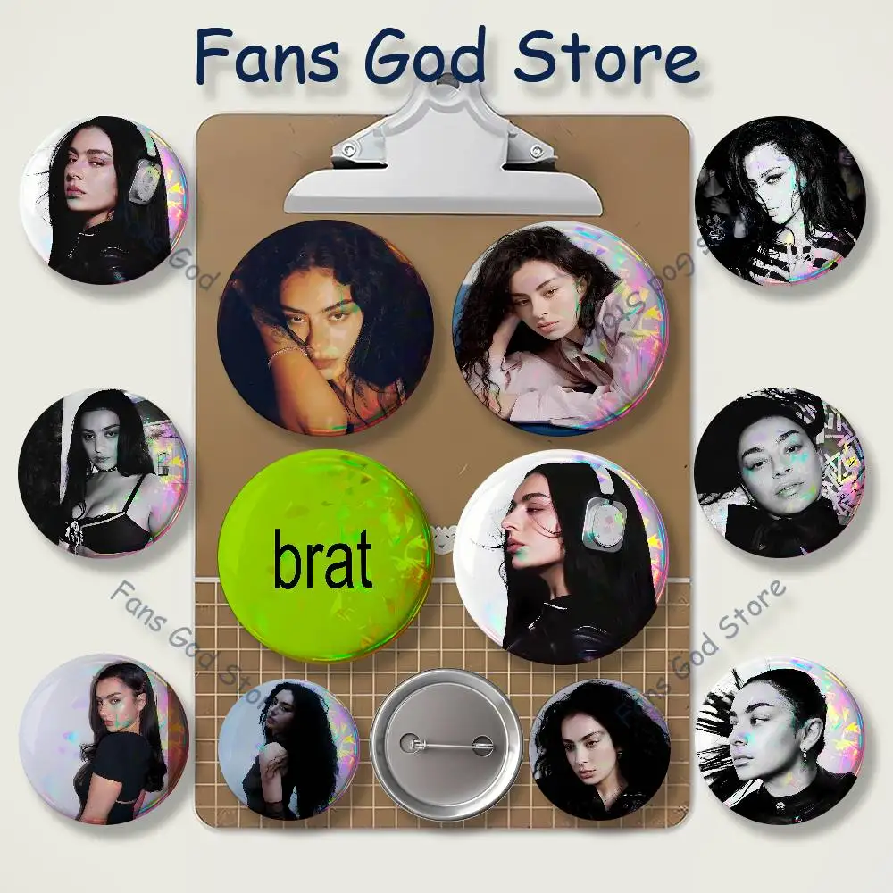 C-Charli XCX Badges Creative Tinplate Button Pins Brooch Creative Quotes Badge Clothes Backpack Jewelry Gift Fan Merchandise
