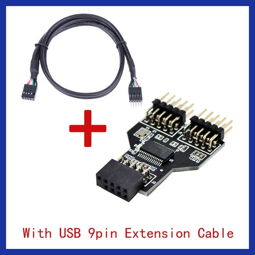 Motherboard USB 9Pin Interface Header Splitter 1 to 2 Extension Cable Adapter