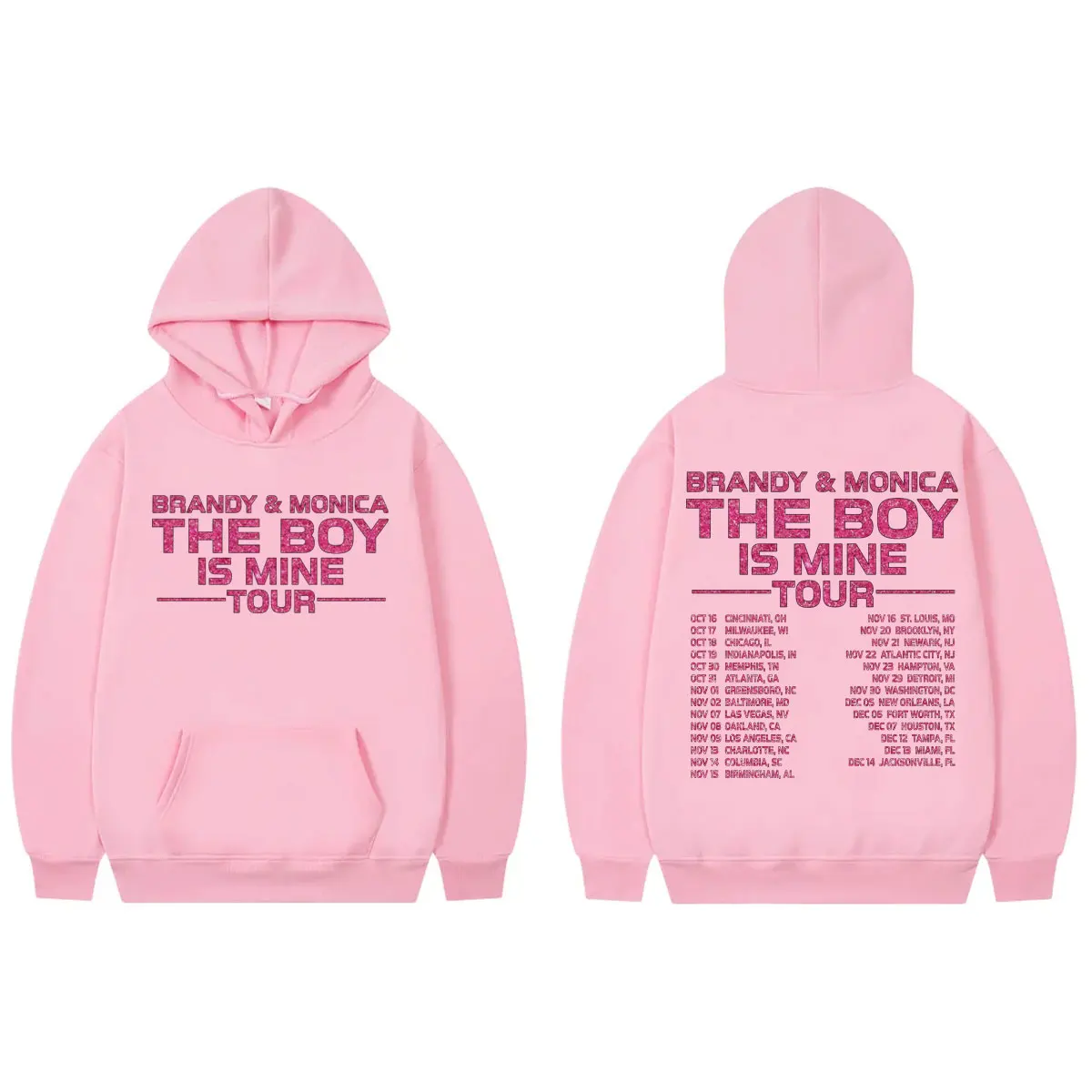 سترة بغطاء للرأس للمغني براندي آند مونيكا جرافيك The Boy Is Mine Tour 2025 بلوفرات للرجال والنساء ملابس عصرية Y2k بلوزات كبيرة الحجم