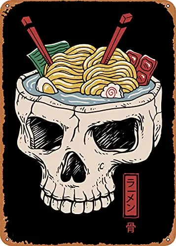 Ramen Brain Vintage Look Metal Sign Art Prints Retro Gift 8x12 Inch