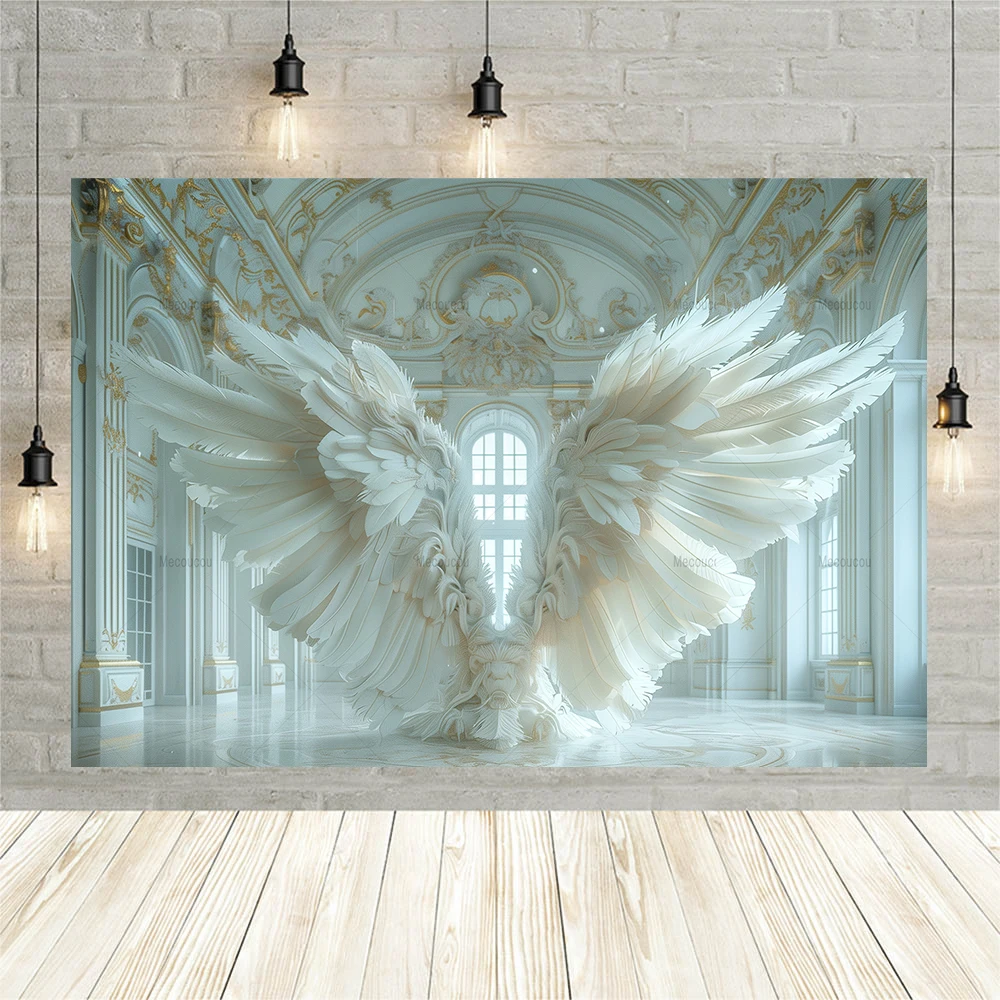 Girl Children Adults Portrait Photography Backgrounds Custom Palace Feather Wings Decoration Banner Photo Studio Props Backdrops