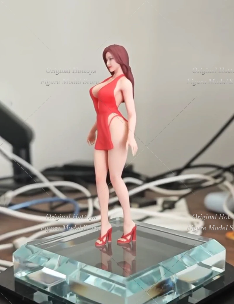 

1/18 Scale Female Soldier Red Dress Mature Beauty Mini Realistic Sculpture Full Set About 9cm Action Figure Model Collection