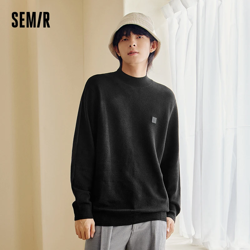 

Semir Pullover Sweater Men 2023 Winter New Solid Color Classic Warm Knit Sweater with Texture