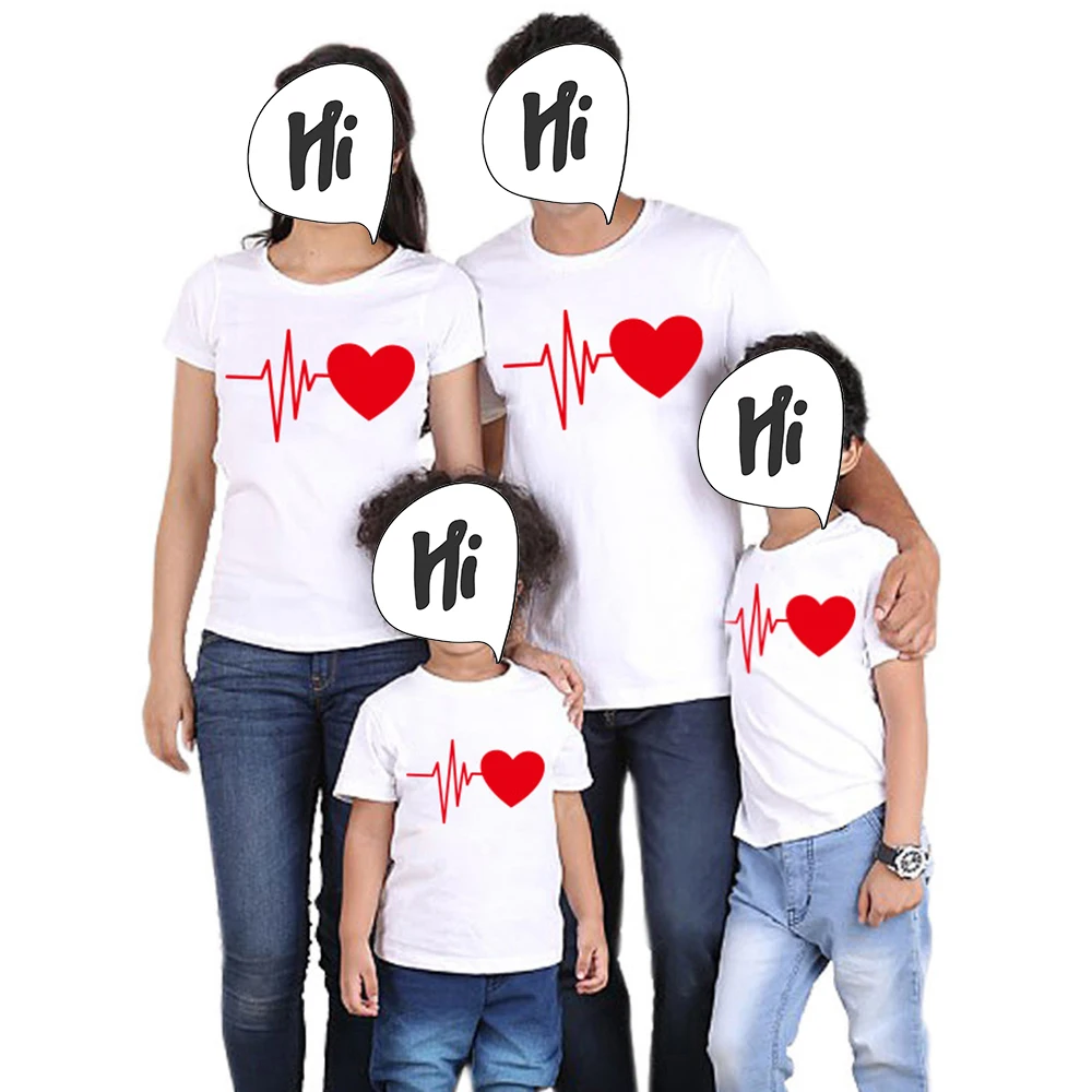 

Funny Family Clothing Summer Short Sleeve T Shirt Fashion Family Look Heart Printed Mom Daughter Son Dad T Shirt Santa Claus Tee