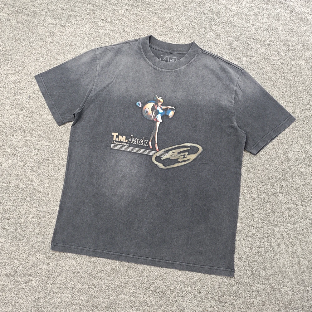 

Yao модная винтажная футболка большого размера в уличном стиле, универсальная модная футболка, хлопковая футболка для повседневного отдыха, футболка унисекс