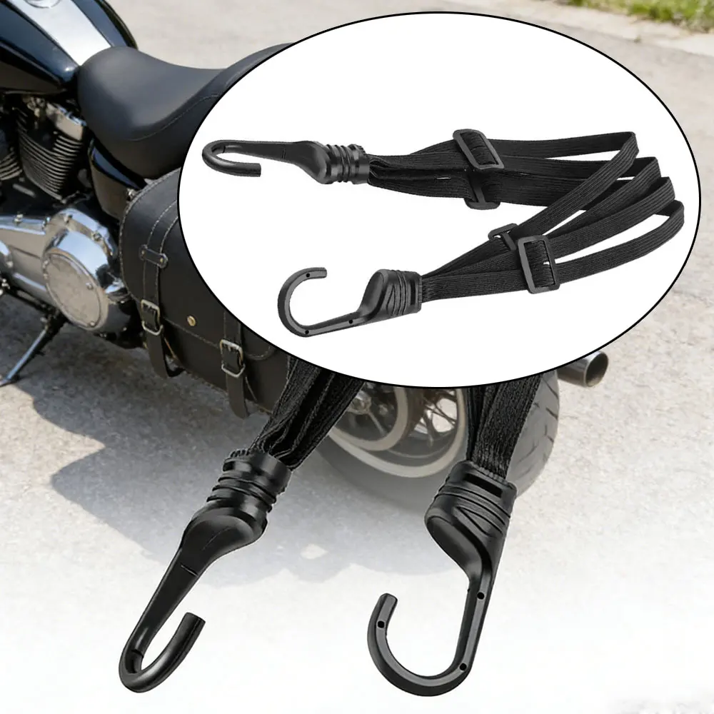 Motorcycle Back Seat Helmet Strips Elastic Rope Helmet Fixed Strap 60cm/90cm Adjustment Fix Luggage Rope Goods with 2 Hooks