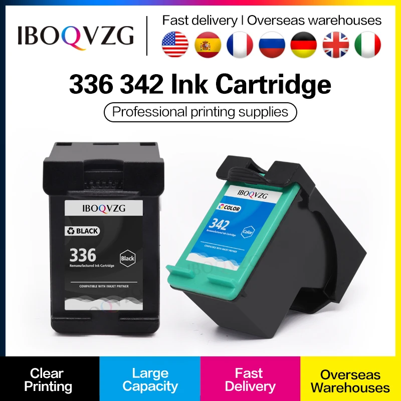 IBOQVZG Ink Cartridge for hp 336 342 Replacement for hp336 for hp342 Deskjet 5440 PSC1510 Photosmart 1500 C3100 C3180 D5420 6310