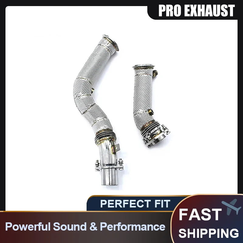 

PRO High Frow Exhaust Downpipe for BMW M3 M4 M2C F80 F82 F87 Racing Downpipe with Heat Shield High Quality SS304 Exhaust Pipes
