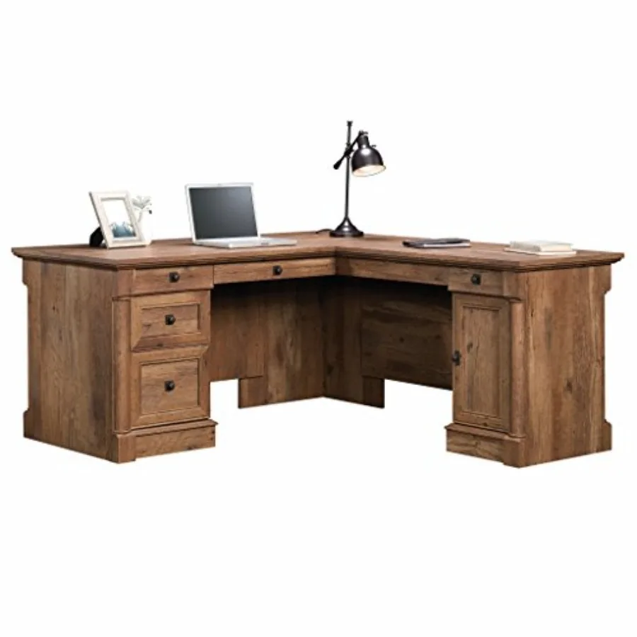 

Palla L Shed Desk wi Drawers, Office Desk wi File Cabinet Storage, Management, Keyboard Tray, in ish