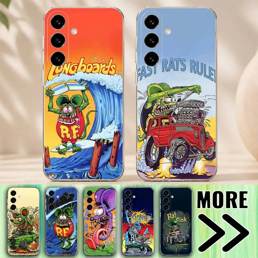 Cartoon R-Rat F-Fink Phone Case for Samsung Galaxy A71 70 52 51 31 30 A30S 21S A12 A10 Transparent Cover