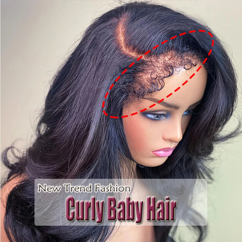 

Curly Baby Hair Pre Plucked 13x6 HD Frontal Lace Front Human Hair Wigs For Black Women Body Wave 250% 13x4 Full Lace Wigs Virgin