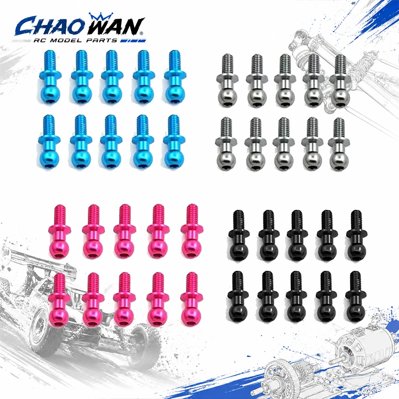 RC Car 10Pcs/lot M3 Metal Hex Ball Head Screws For Tamiya TT01 TT02 Sakura D5 1/10 RC Drift Car Spare Parts Universal