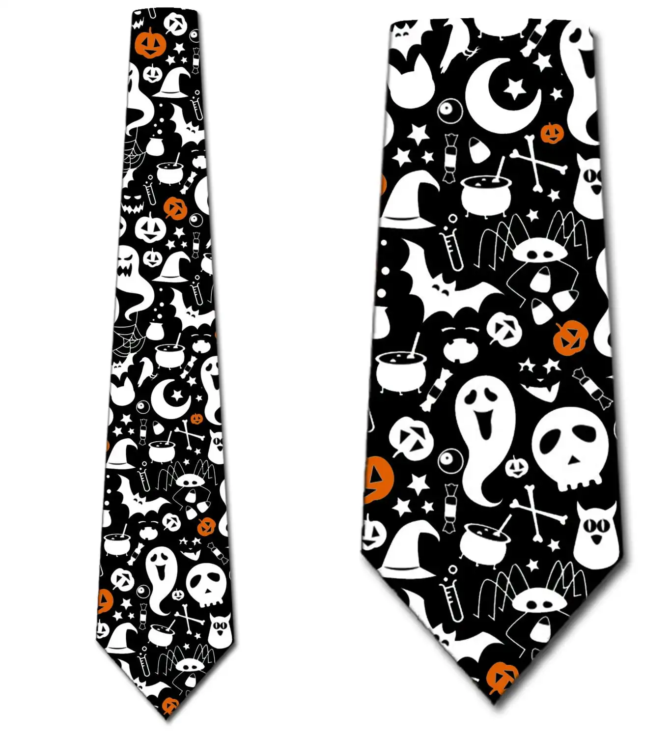 Cartoon Bats Ghost Halloween Ties Mens Holiday Icons Allover Necktie for Men Women Holiday Mens Ties