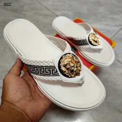 Men's Brand  slipper casual black and white shoes men's designer slipper sandal soft soles women's slipper plus sizeT5