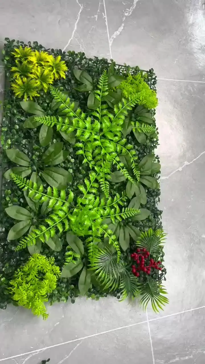 1pc Artificial Green Plant Wall Panel with Grass Flower Boxwood Hedge Wall Outdoor Artificial Privacy Fence Screen Fake Flower G