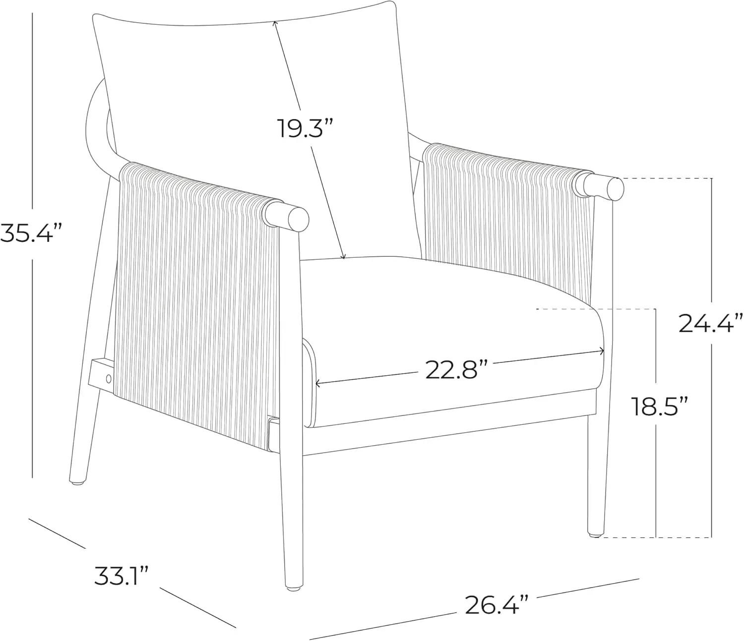 Sillón trenzado CHITA, silla decorativa moderna para salón, sillas color crema salón