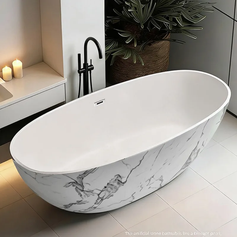 New color acrylic marble pattern bathtub household independent thermal insulation bathtub