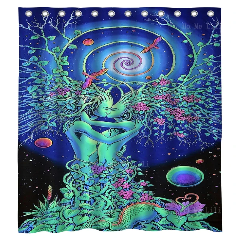 Trippy Mushroom Meadow Moonbeam Ritual Rasta Art Nature Embrace Psychedelic Fantasy Black History Shower Curtain By Ho Me Lili