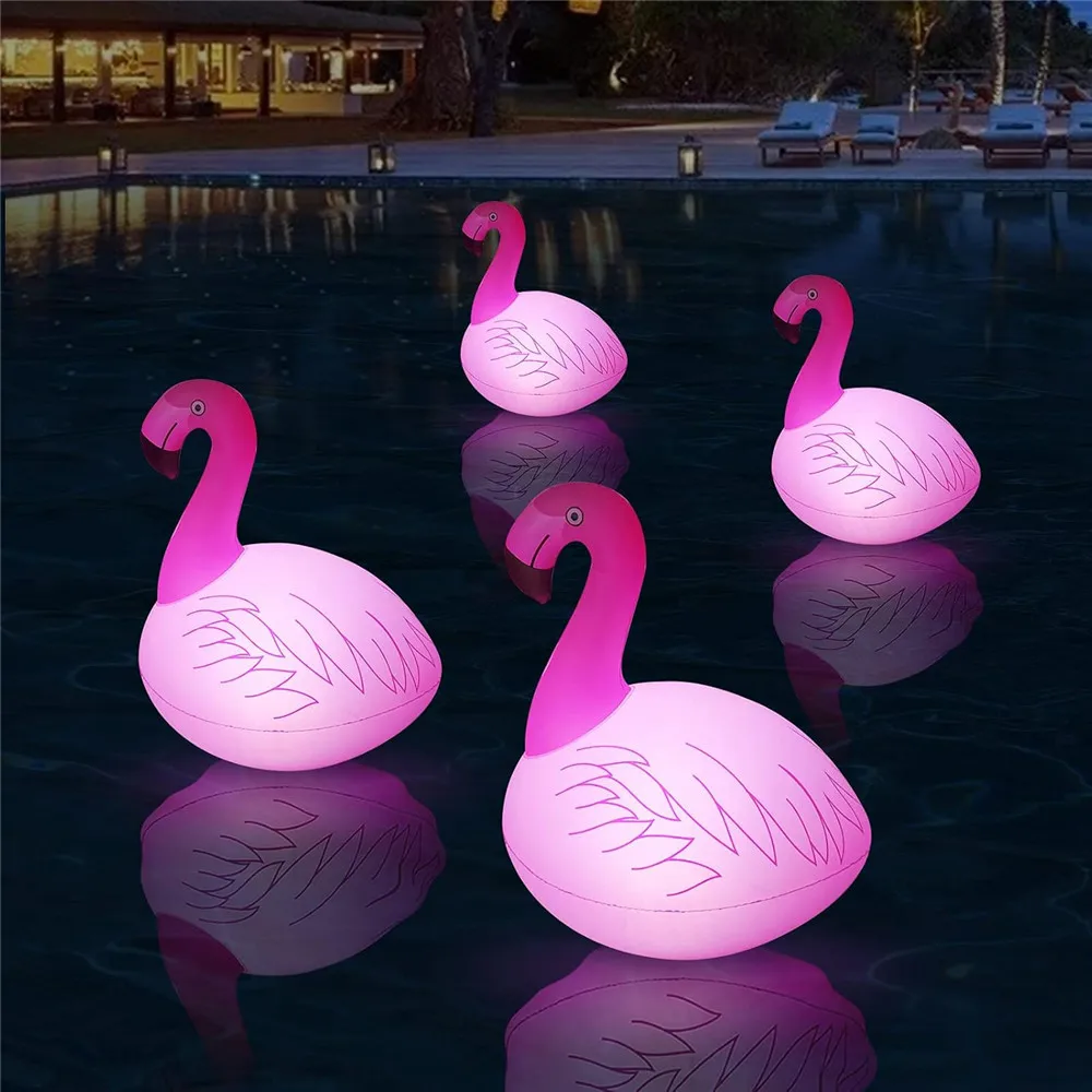 Flamingo Floating Pool Lights Solar Powered, IP67 Waterproof Glow LED Flamingo Pool Light for Garden Pool Party Decor