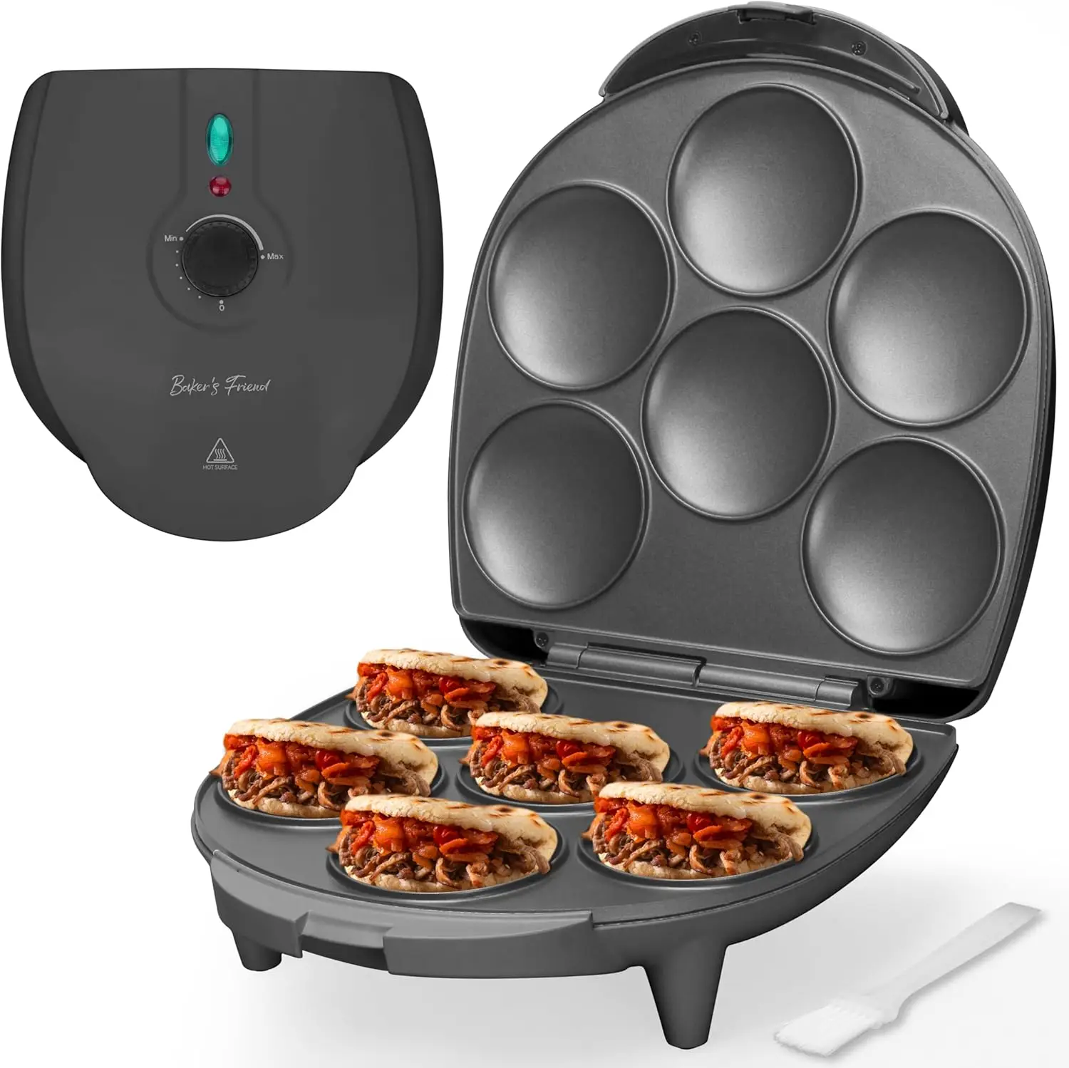 

Electric Arepas Maker with Browning Control, Pancake Maker for Mini Pancakes, Breakfast Sandwiches, Fried Eggs