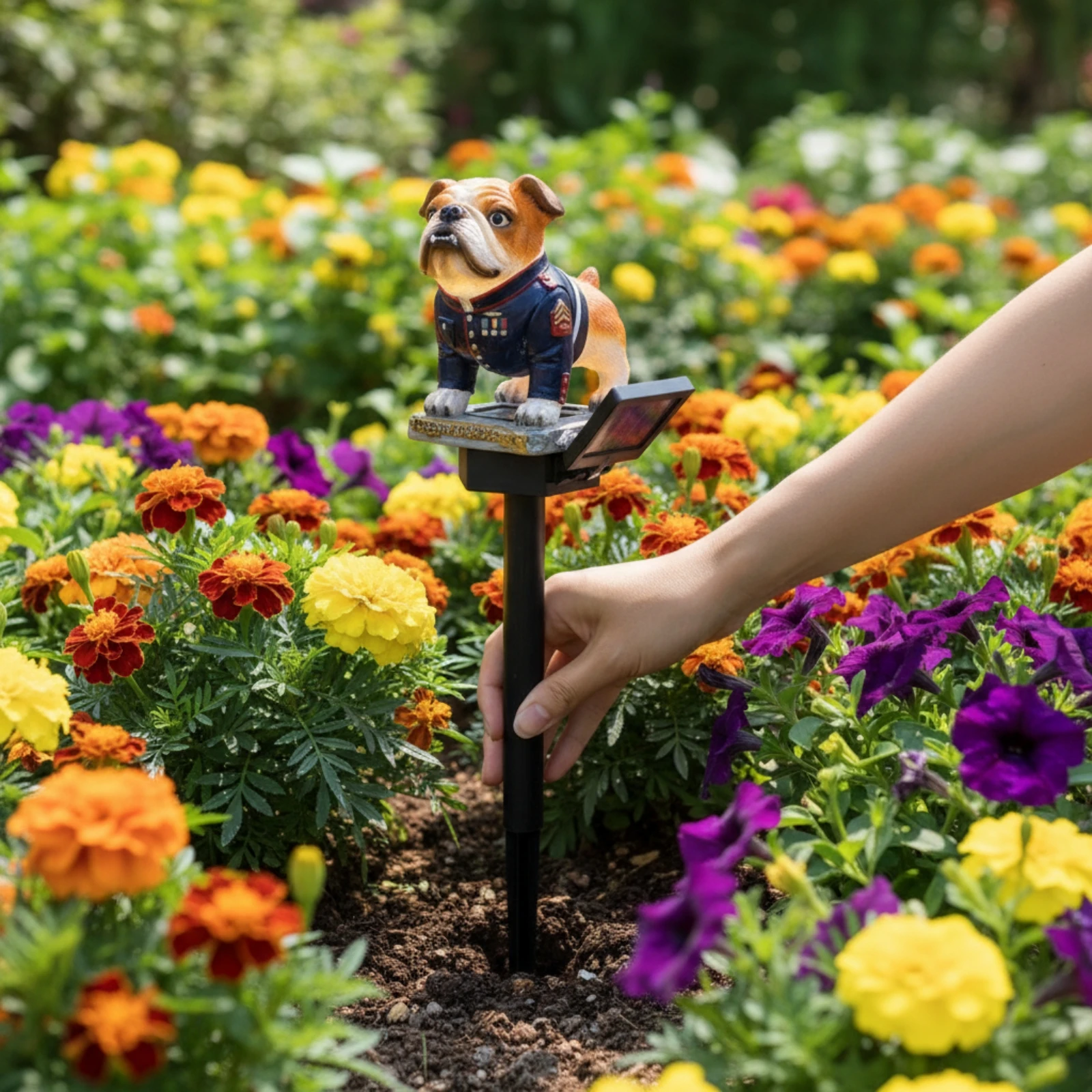 Dog Stake Light Weatherproof Dog Figurine with Solar Panel Solar Garden Figurine Energy-Saving Garden Stake Light Rechargeable