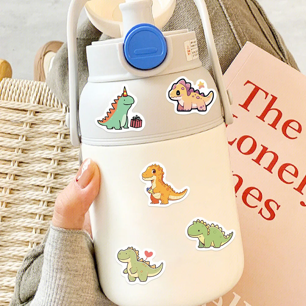 10/30/50PCS Q Version Dinosaur Sticker Cartoon Cute Stationery Sticker Computer Suitcase Helmet Guitar Wall Sticker Decoration