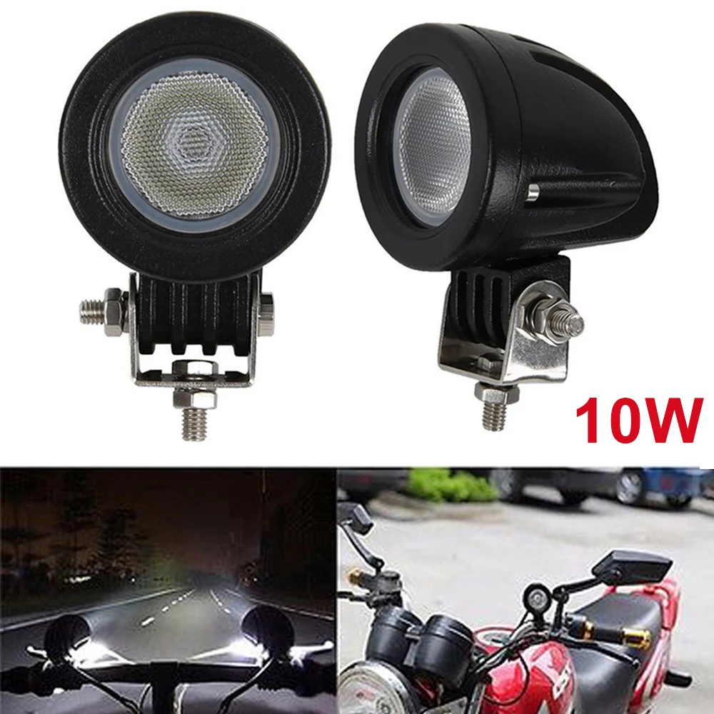 2PCS 10W LED Motorcycle Headlight Motorbike Car Fog Lamp Headlamp Auto 12V 24V Spot Flood Auxiliary Driving Indicator Light