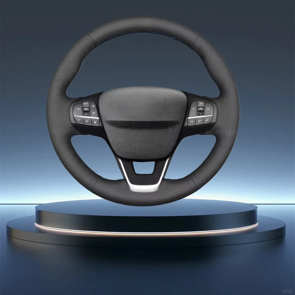 Protector de volante negro cosido a mano para Ford Bronco Sport Escape E-Transit Maverick Transit Kuga III Puma Fiesta VII