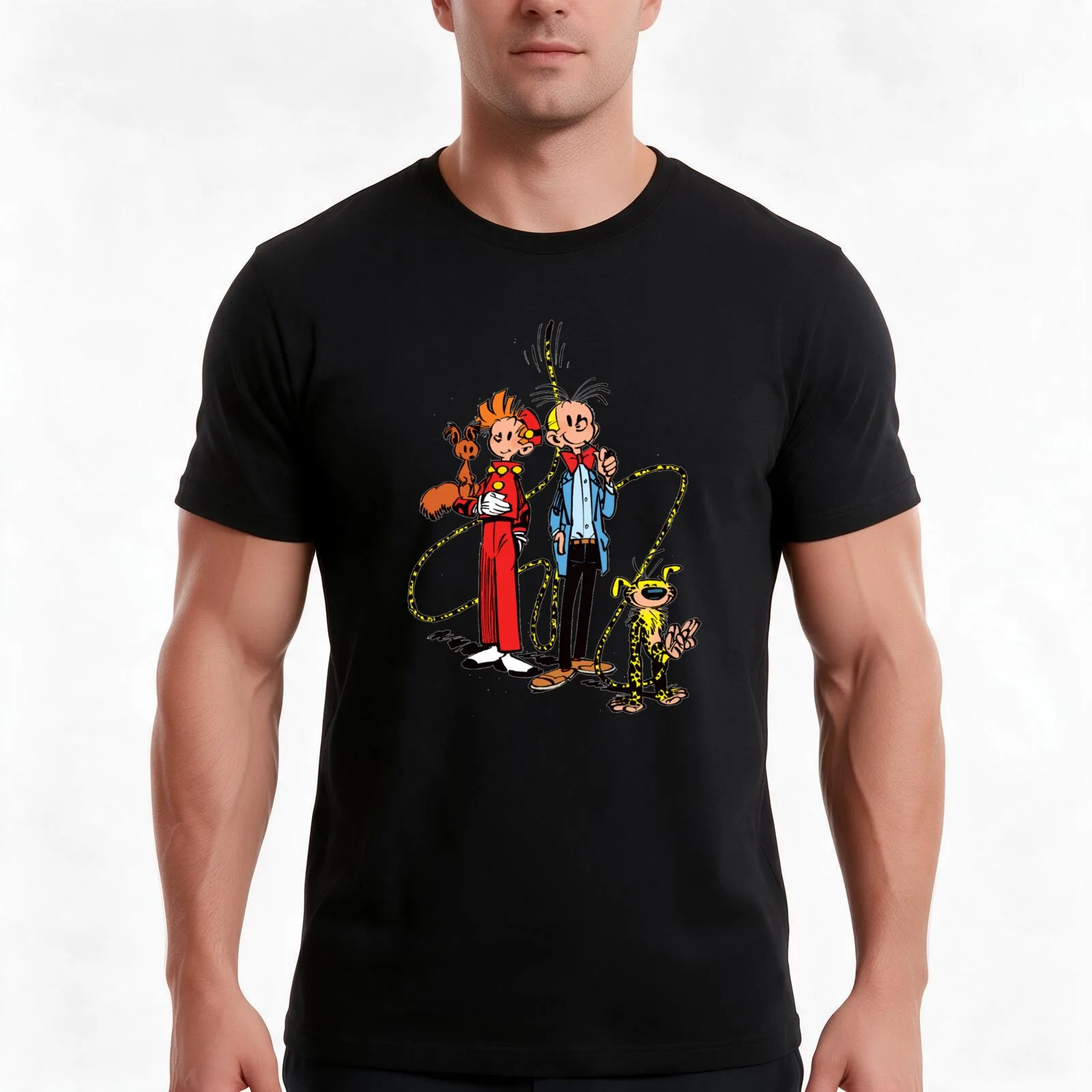 marsupilami & spirou T-Shirt, Summer Casual Cotton Tee, Oversized Streetwear Tops, Vintage Graphic Print, Unisex Men Women