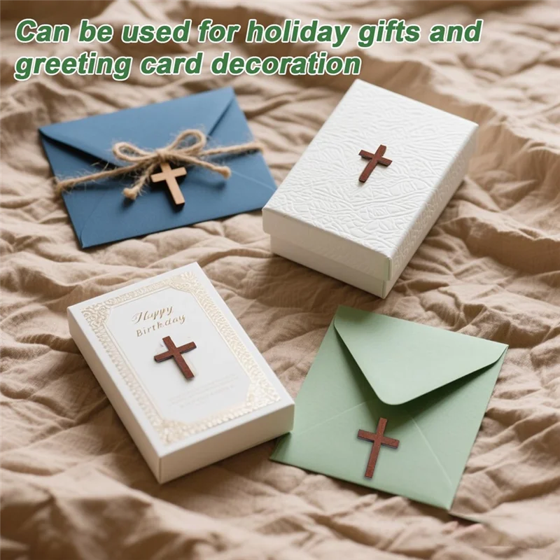 A93Z Christian Gift For Easter- 100Pcs Mini Wooden Crosses,For Pocket Prayers Crafts Small Charms Egg Fillers