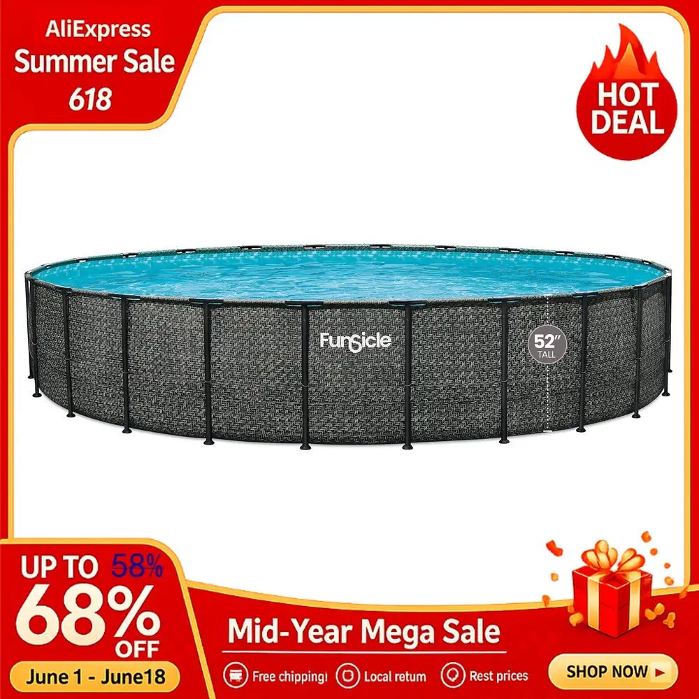 

24 Feet by 52 Inches Oasis Designer Round Frame Above Ground Swimming Pool with SkimmerPlus Filter Pump and Cover, Custom