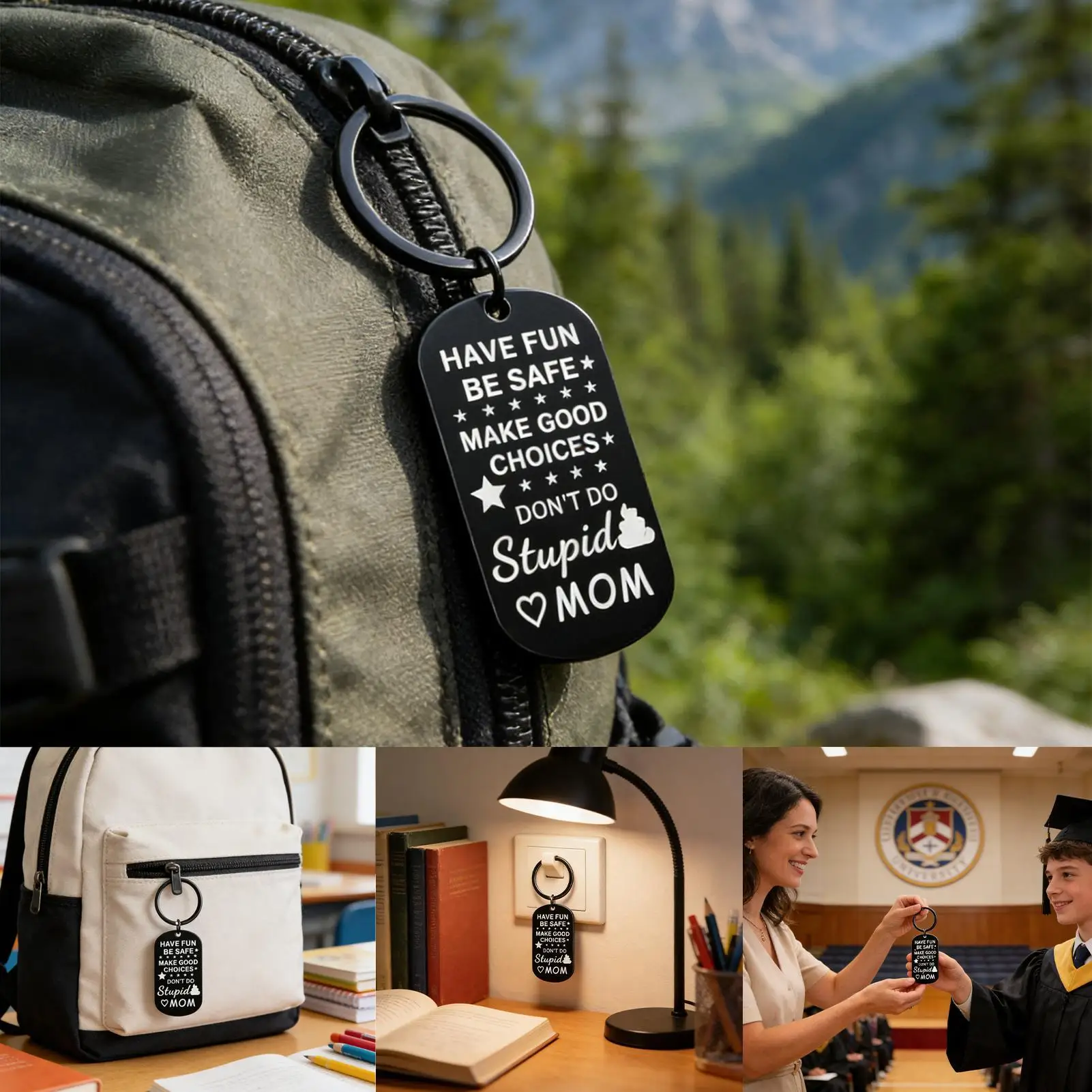 مفتاح سلسلة مضحك روح الدعابة كيرينغ محفظة حقيبة سحرية المفاتيح من الأم للطفل بنين الشباب ابن ابنة الأسرة الأصدقاء عيد الميلاد #4