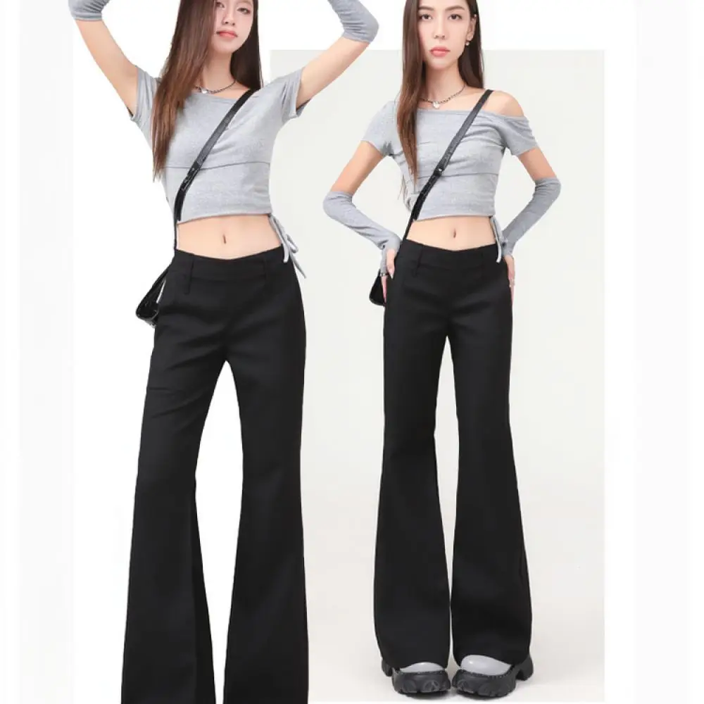 Autumn Women Dress Pants Slim Fit Flare Trousers Casual Office Wear High Quality Polyester Fashionable Daily Bottoms