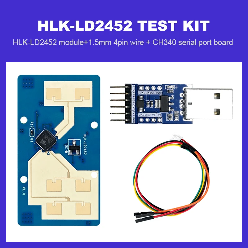 Hi-Link 24G  LD2452 Multi-Target Human Positioning Tracking Radar Module 1T2R Wall-Mountable