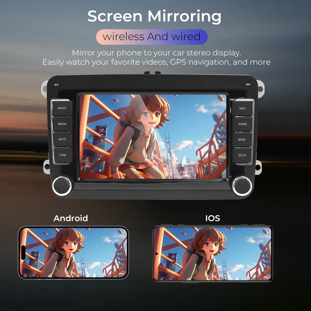 راديو السيارة لشركة فولكس فاجن باسات MK5 MK6 جيتا جولف تيجوان 2 الدين أندرويد 13 ستيريو سيارة 2din مشغل وسائط متعددة راديو GPS واي فاي AUX-in