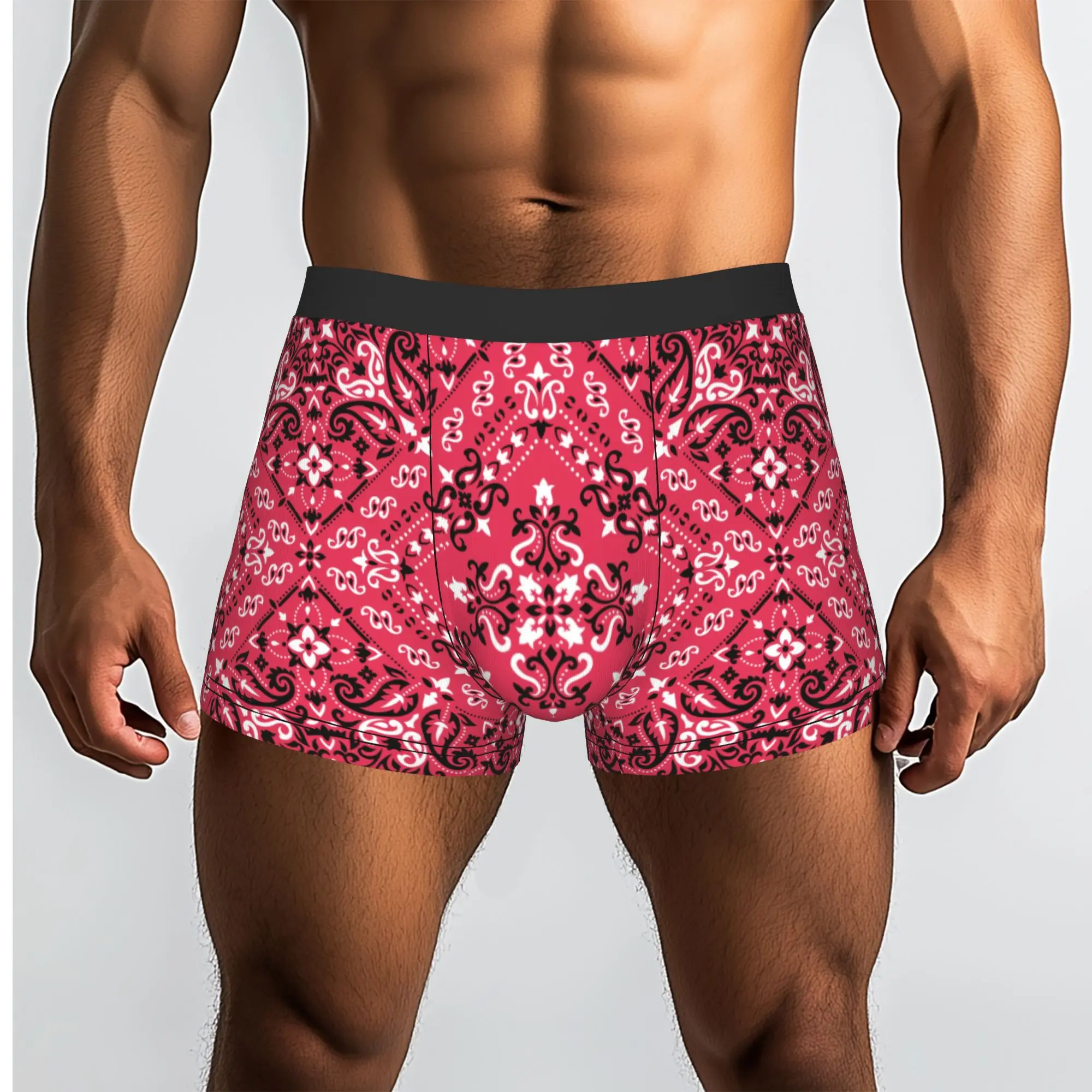 Customized Cool Boho Vintage Bandana Paisley Print Boxers Shorts Panties Men's Underpants Comfortable  Briefs Underwear