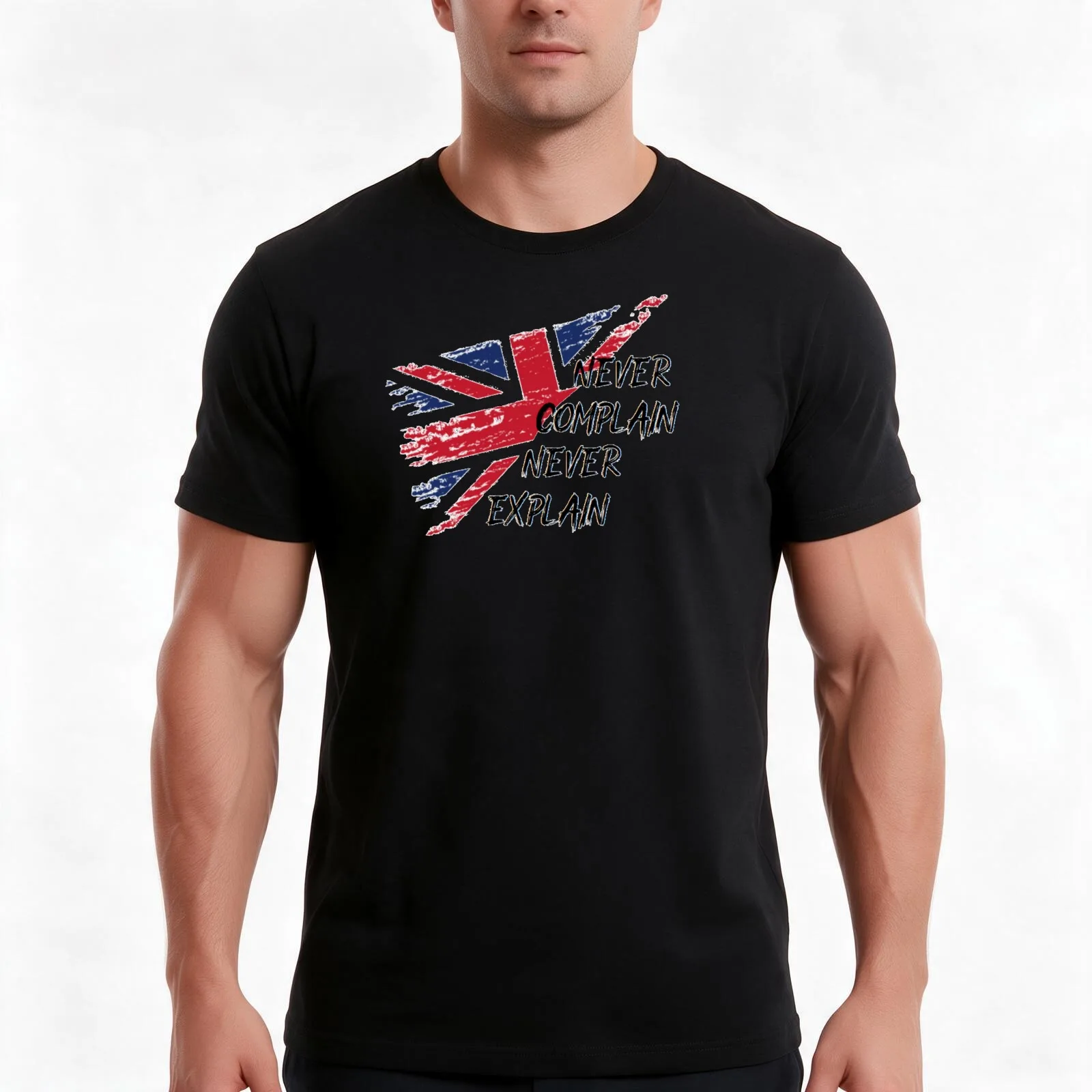 Copie de english flag, never complain, never explain T-Shirt, Summer Casual Cotton Tee, Oversized Streetwear Tops, 100% Cotton