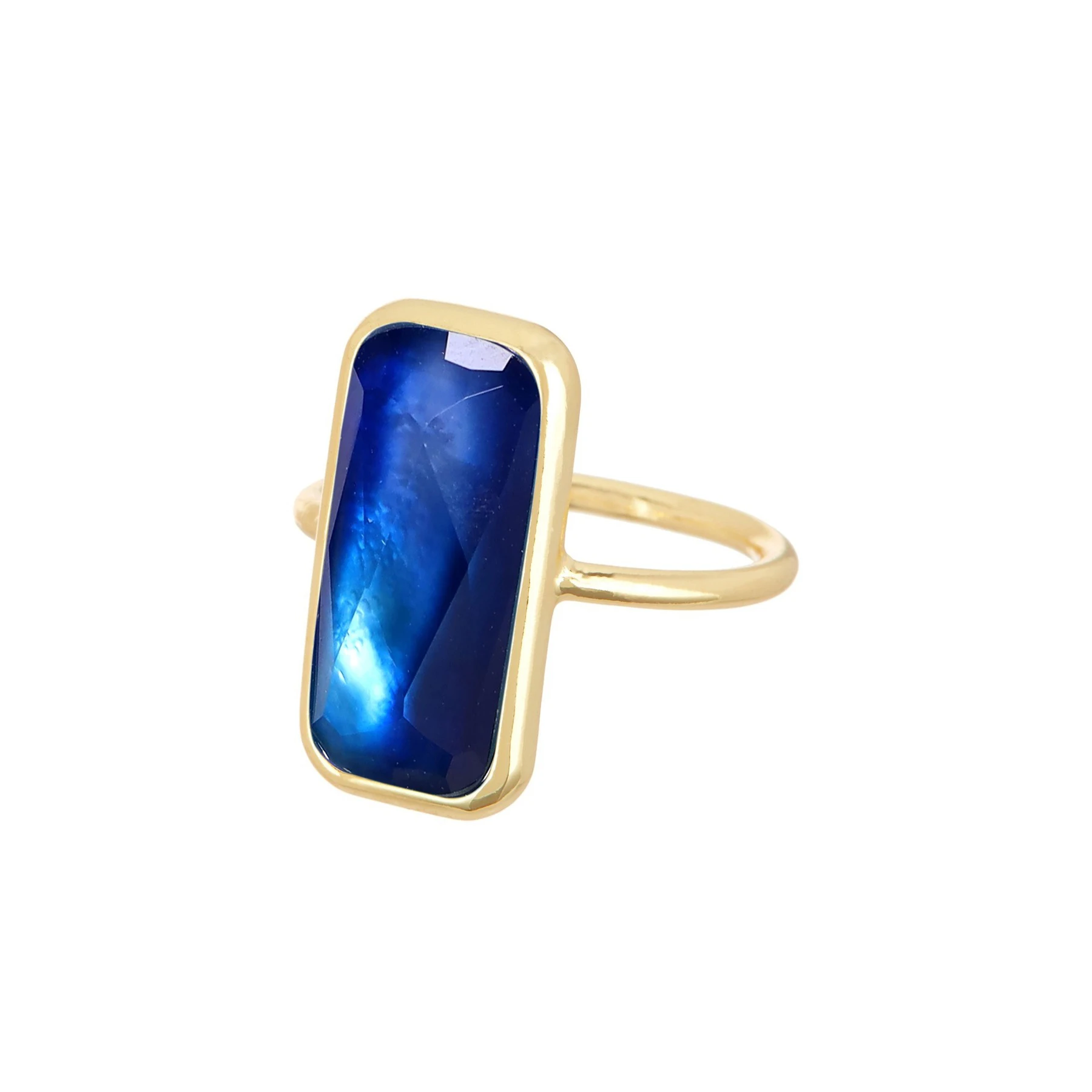 Labradorite Doublet Rectangle 14K Gold Filled Ring Jewelry