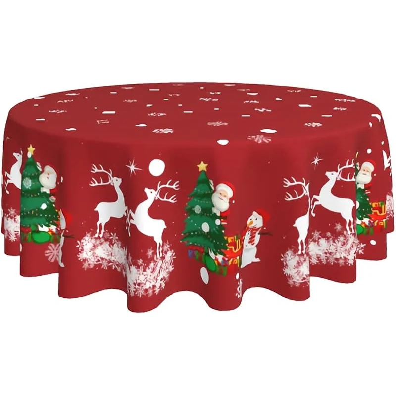 Festive circular Christmas tablecloth 60X60cm reindeer costume tree snowflake indoor party decoration