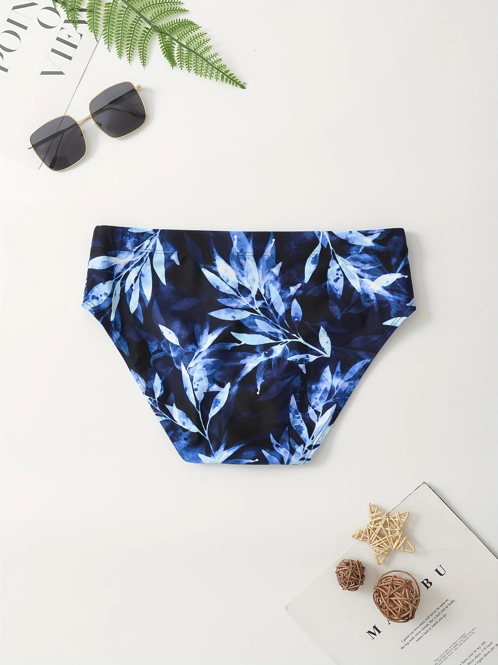 Men's Pattern Quick-Drying Briefs, Men's Swimwear, Summer Beach Swimming Shorts