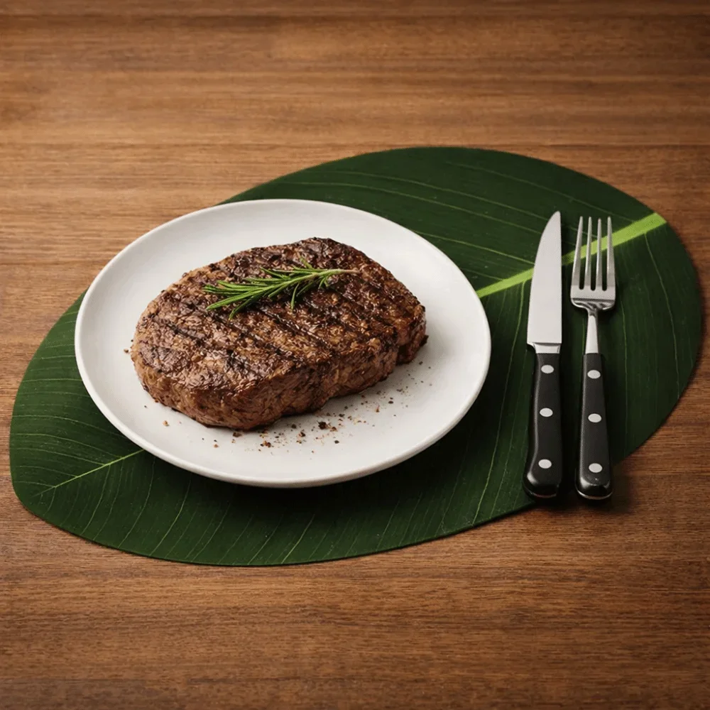 2PCS Realistic Leaf-Shaped Placemat Stain Resistant Waterproof Tableware Mat Washable Oil-resistant Dinnerware Pad Living Room