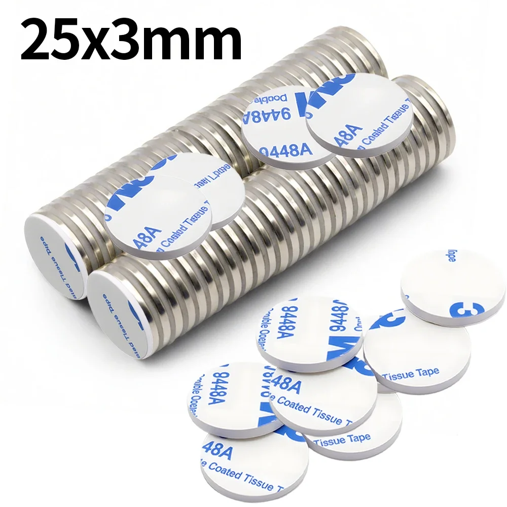 

25x3 мм супер мощный магнит неодимовый с двусторонним клеем магнит круглый NdfeB N35 сильные магниты на холодильник