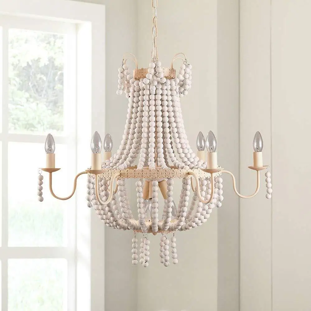 Cross-border exclusive for American country bohemian style wood bead chandelier living room dining room bedroom solid