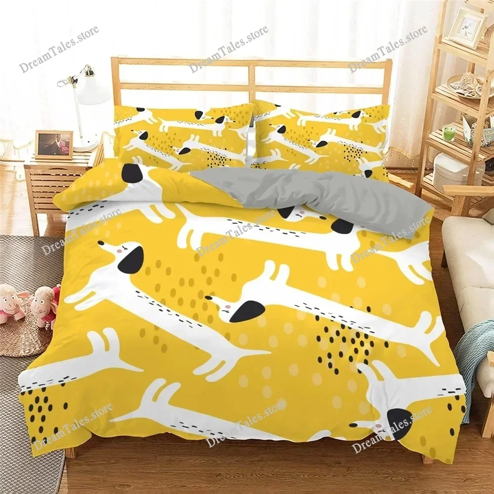 

Dachshund Dog Bedding Set Cute Colorful Puppy Duvet Cover Cartoon Bed Cover Pet Dog King Queen Full Polyester Quilt Cover741