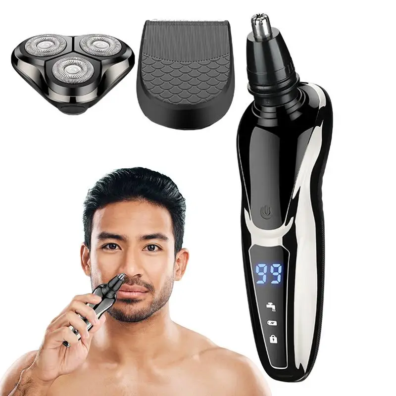 Men\'s Electric Shavers Rotary Men 3D Floating Blade Washable Type-C USB Rechargeable Shaving Beard Machine Hair Accessories